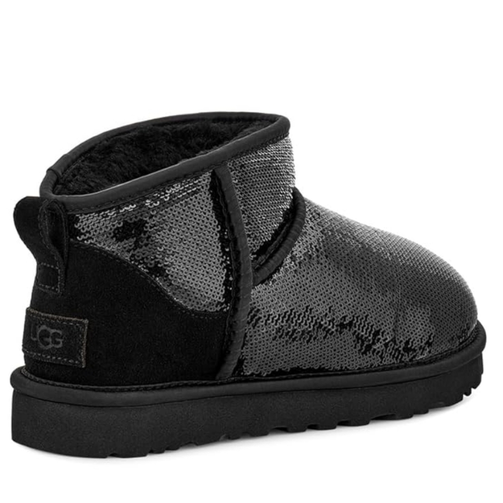 Ugg Ultra Mini Mirror Ball Sequin Boots Black Designer Sherpa Shearling #773